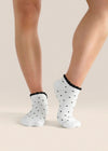 MoveActive Classic Low Rise Grip Socks - White Polka Ruffle