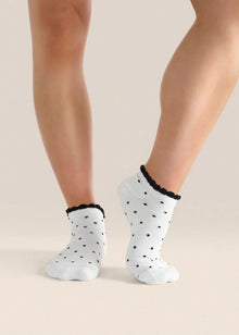  MoveActive Classic Low Rise Grip Socks - White Polka Ruffle