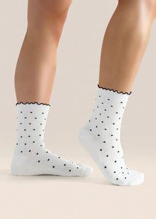  MoveActive Crew Non Slip Grip Socks - White Polka Ruffle