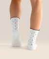 MoveActive Crew Non Slip Grip Socks - White Polka Ruffle