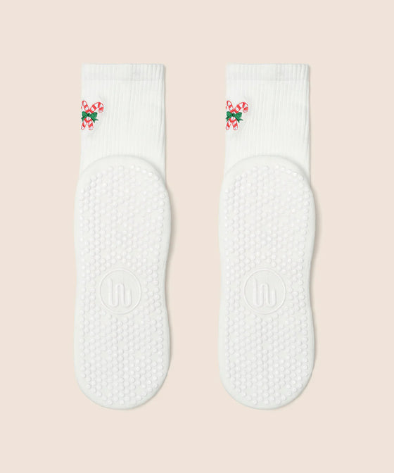 MoveActive Classic Crew Low Rise Grip Socks - Candy Cane