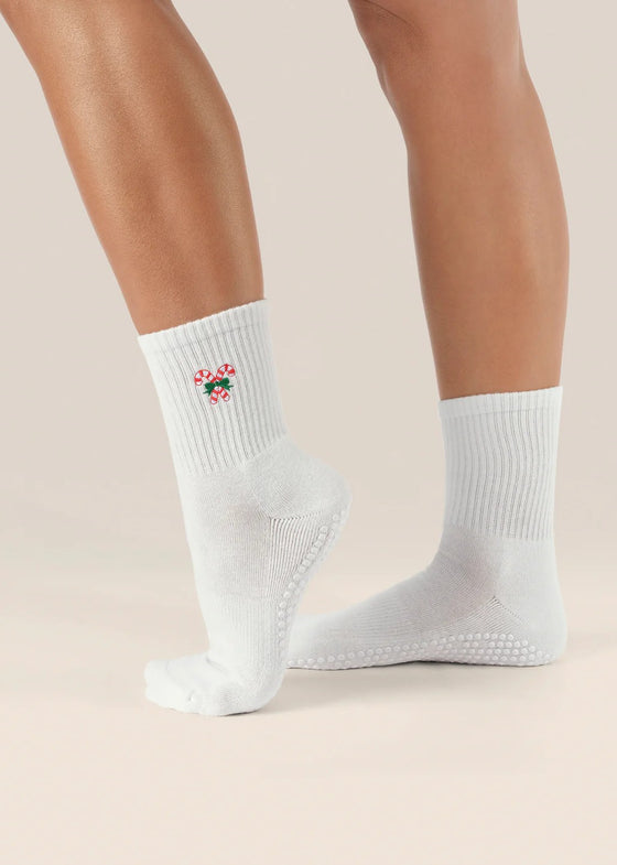 MoveActive Classic Crew Low Rise Grip Socks - Candy Cane