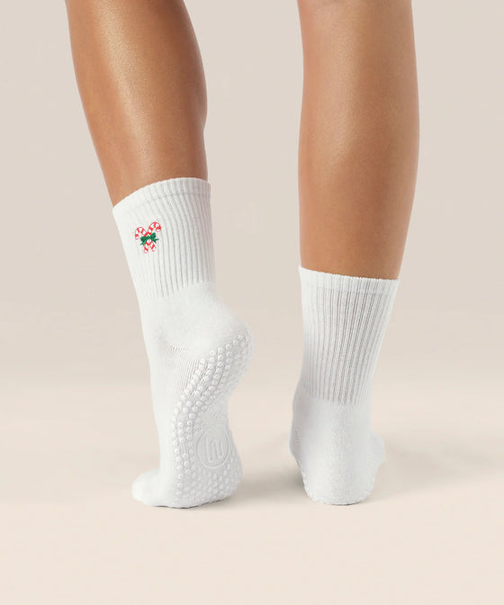 MoveActive Classic Crew Low Rise Grip Socks - Candy Cane