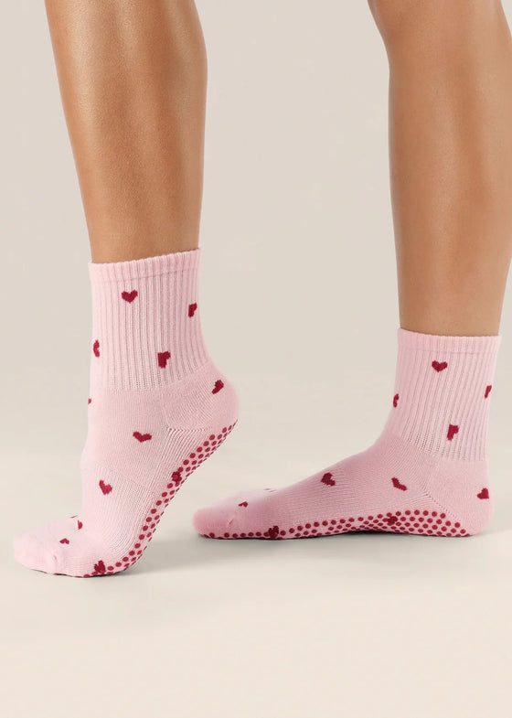 MoveActive Classic Crew Grip Socks - Love Me Pink