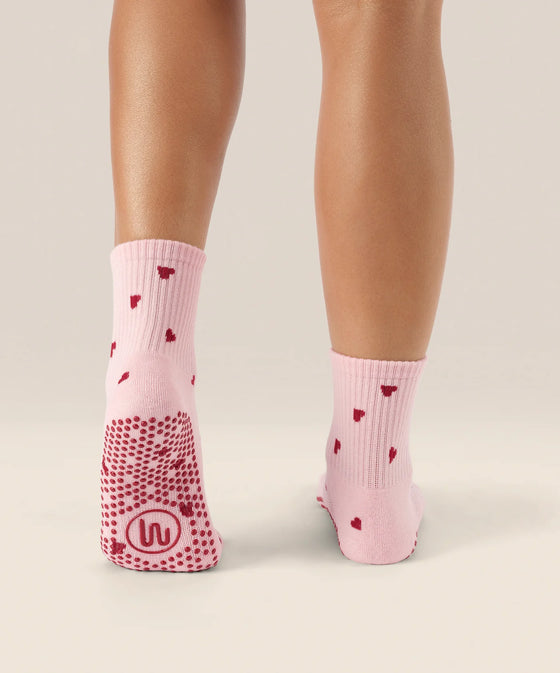 MoveActive Classic Crew Grip Socks - Love Me Pink