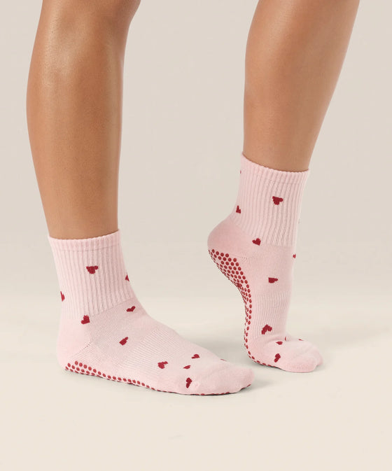 MoveActive Classic Crew Grip Socks - Love Me Pink