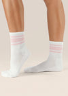 MoveActive Classic Crew Grip Sock - Pink Stripes