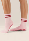 MoveActive Classic Crew Grip Socks - Sweet Red Stripes