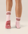 MoveActive Classic Crew Grip Socks - Sweet Red Stripes