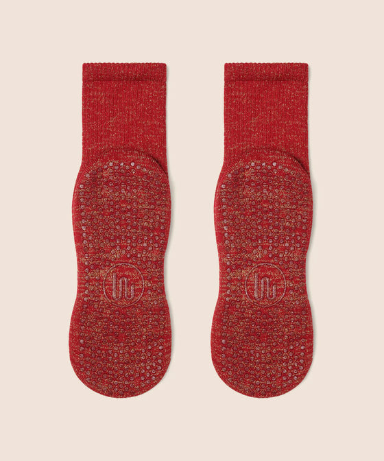 MoveActive Classic Crew Low Rise Grip Socks - Tinsel Ruby