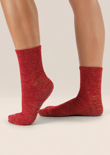  MoveActive Classic Crew Low Rise Grip Socks - Tinsel Ruby