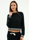 Splits59 Brooks Fleece Long Sleeve Sweatshirt with Stripe - Black/White