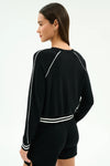 Splits59 Brooks Fleece Long Sleeve Sweatshirt with Stripe - Black/White