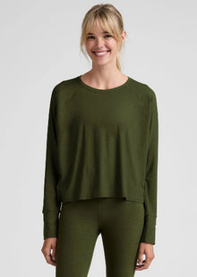  Beyond Yoga Featherweight Daydream Pullover - Army Green Heather