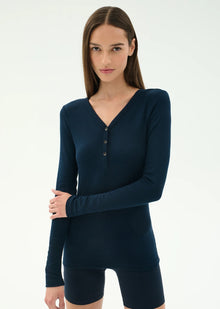  Splits59 Louise Rib Henley - Indigo