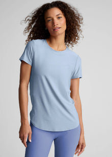  Beyond Yoga Featherweight On The Down low Tee - Blue Zen Heather