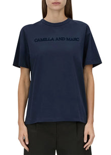  C&M Camilla and Marc Tia Flocking Logo Tee - Navy