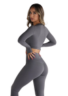 Leelo Sculpt Long Sleeve Crop - Charcoal