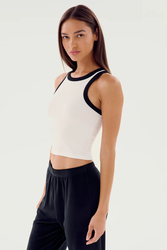 Splits59 Kiki Rib Crop Tank White/ Black