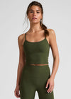 Beyond Yoga Spacedye Slim Racerback Cropped Tank - Army Green Heather