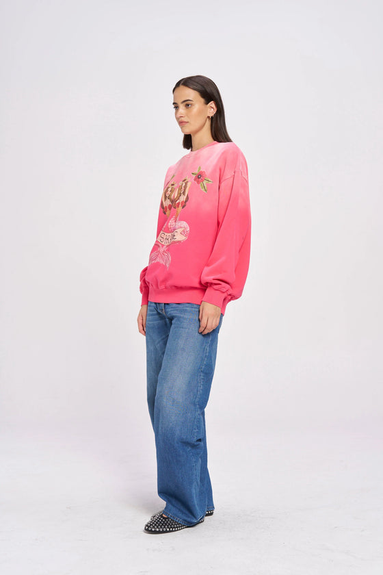 Maku the Label Her Mermaid La Sirene Crew Neck - Rose red sun fade