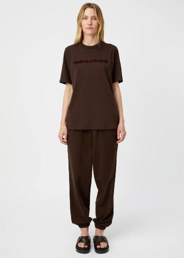 C&M Camilla and Marc Tia Flocking Logo Tee - Bitter Chocolate