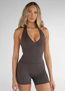  Leelo Sculpt Halter Tank - Dark Chocolate