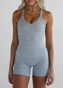  Leelo Sculpt Racer Back Tank - Marl Grey