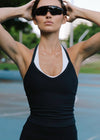 Vang Athletica Ribbed Halter Tank - Black
