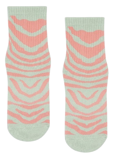 MoveActive Crew Non Slip Grip Socks - Pastel Zebra