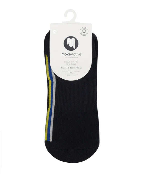 MoveActive Classic Low Rise Grip Socks -Stellar Stripes Black