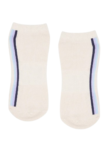 MoveActive Classic Low Rise Grip Socks - Stellar Stripes Milk