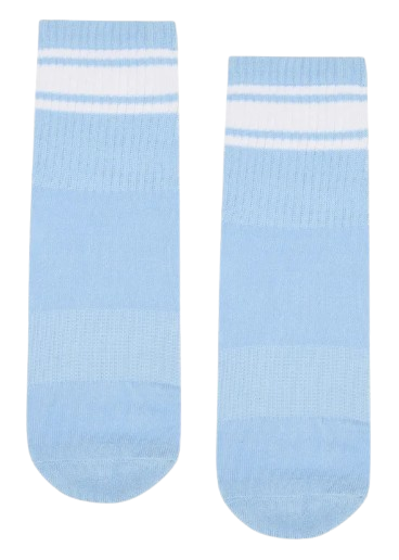 Move Active Classic Crew Grip Socks - Powder Blue Stripes