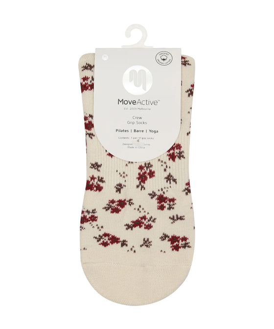 MoveActive Classic Crew Low Rise Grip Socks - Ditsy Floral