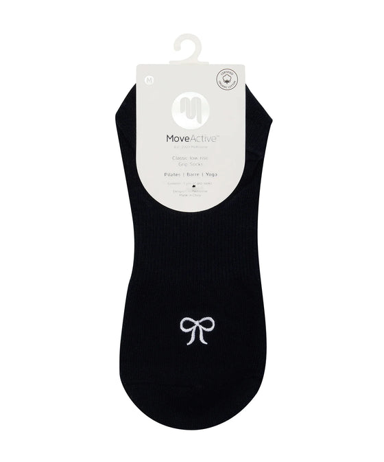 Classic Low Rise Grip Socks - Whimsy Bow Navy