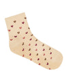 MoveActive Quarter Crew Non Slip Grip Socks - Hearts Aflutter Beige