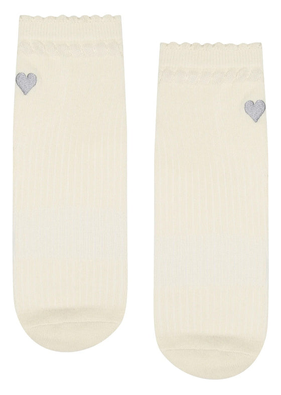 MoveActive Crew Non Slip Grip Socks - Heart Ruffle Oat
