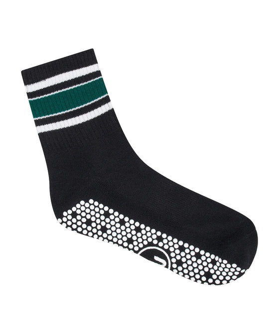 MoveActive Crew Non Slip Grip Socks - Midnight Emerald Stripe
