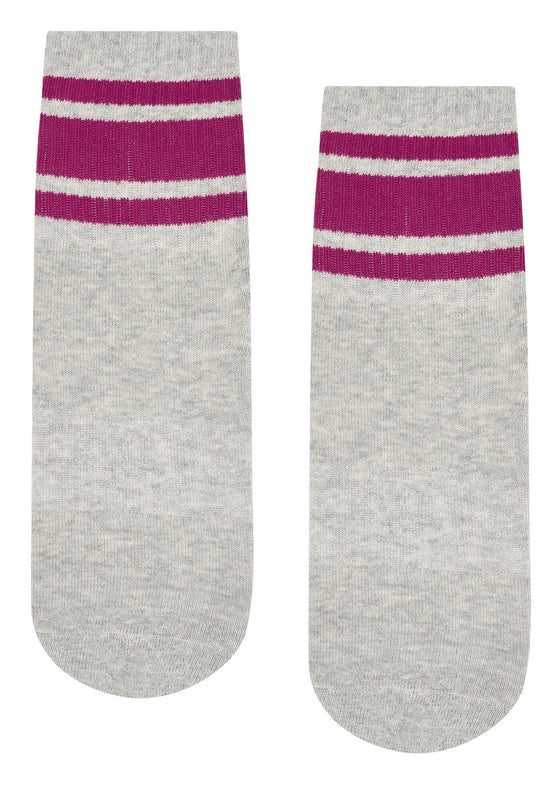 MoveActive Crew Non Slip Grip Socks - Marle Fuchsia Stripe