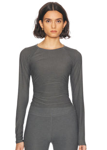  Beyond Yoga Featherweight Your Fit Long Sleeve Top - True Gray Heather