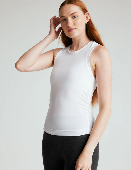 Beyond Yoga Featherweight Your Fit Shirred Tank - White