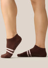 Move Active Classic Low Rise Grip Socks - Stripe Espresso