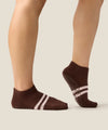 Move Active Classic Low Rise Grip Socks - Stripe Espresso
