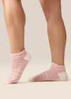 Move Active Classic Low Rise Grip Socks - Gingham Frill Rose