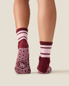 MoveActive Crew Grip Socks - Cabernet Pink Stripe