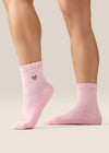MoveActive Classic Crew Grip Socks - Heart Ruffle Pink