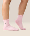 MoveActive Classic Crew Grip Socks - Heart Ruffle Pink