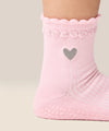 MoveActive Classic Crew Grip Socks - Heart Ruffle Pink