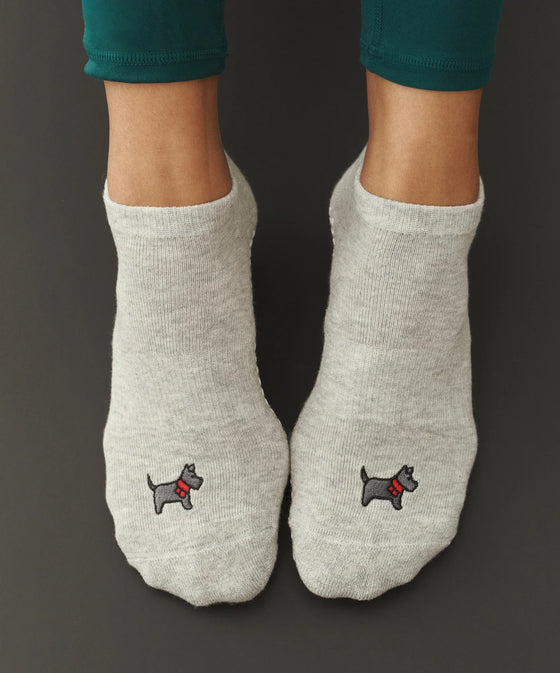 MoveActive Classic Low Rise Grip Socks - Cosy Pup Marle Grey