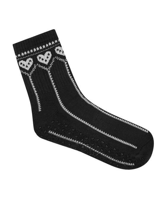 Crew Non Slip Grip Socks - Alpine Heart Midnight

